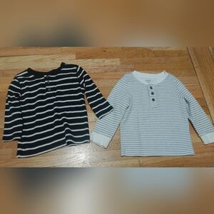 Cat & Jack Striped Kids Long Sleeve Shirts - Black and Gray / Size 2t